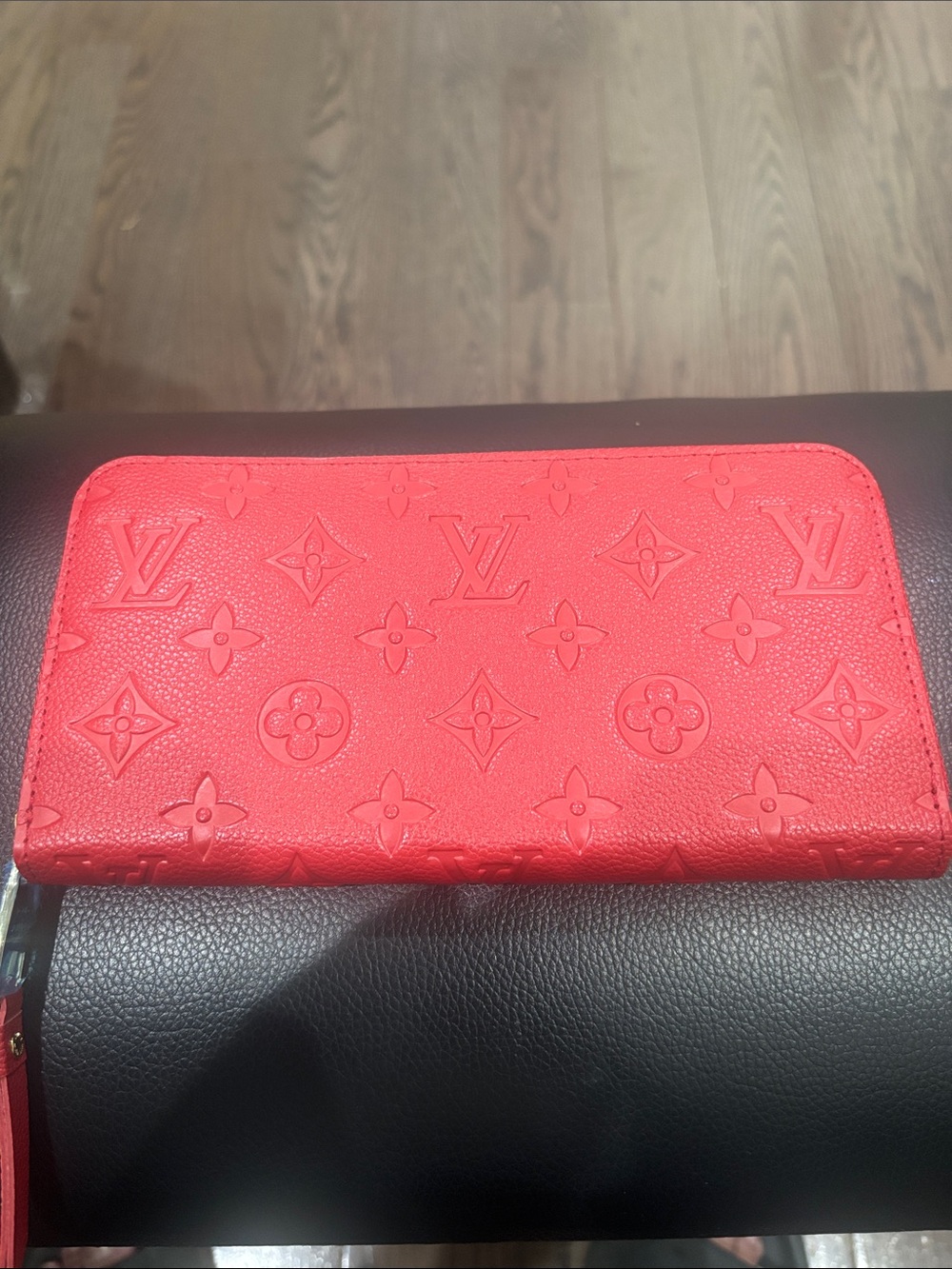 Louis Vuitton Red Embossed Monogram Zip Wallet